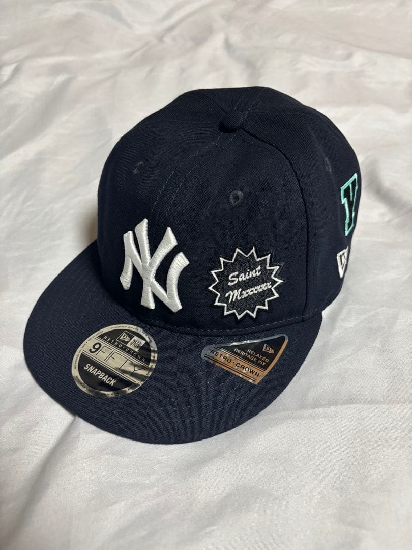 SAINT Mxxxxxx × NEW ERA RC 9FIFTY NYキャップ MLB X Saint Mxxxxxx New York Yankees Navy Retro Crown 9FIFTY Cap