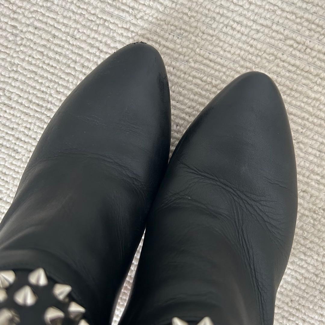 クリスチャン ルブタン ショートブーツ スタッズ 22.5cm レザー 黒