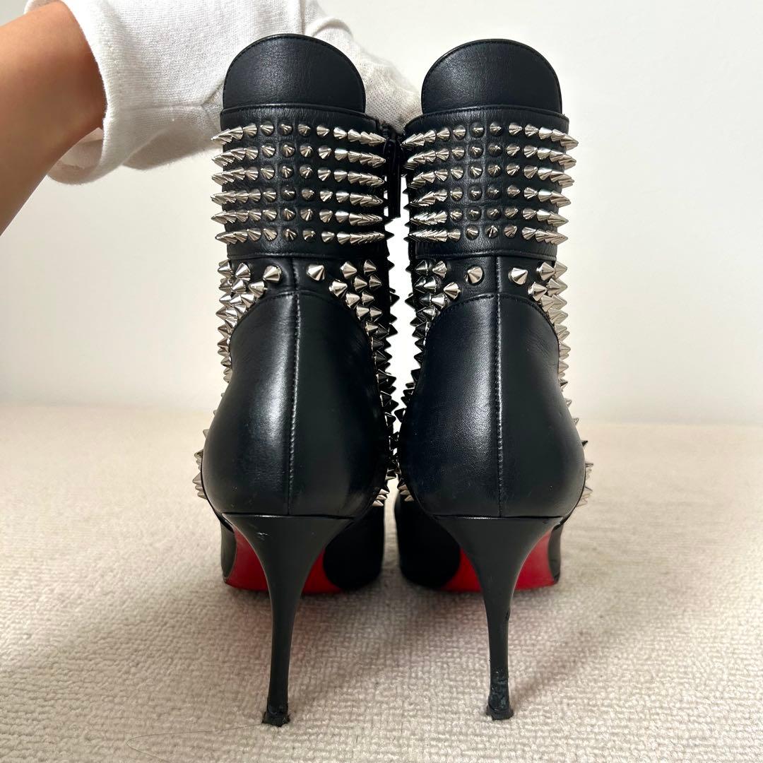 クリスチャン ルブタン ショートブーツ スタッズ 22.5cm レザー 黒