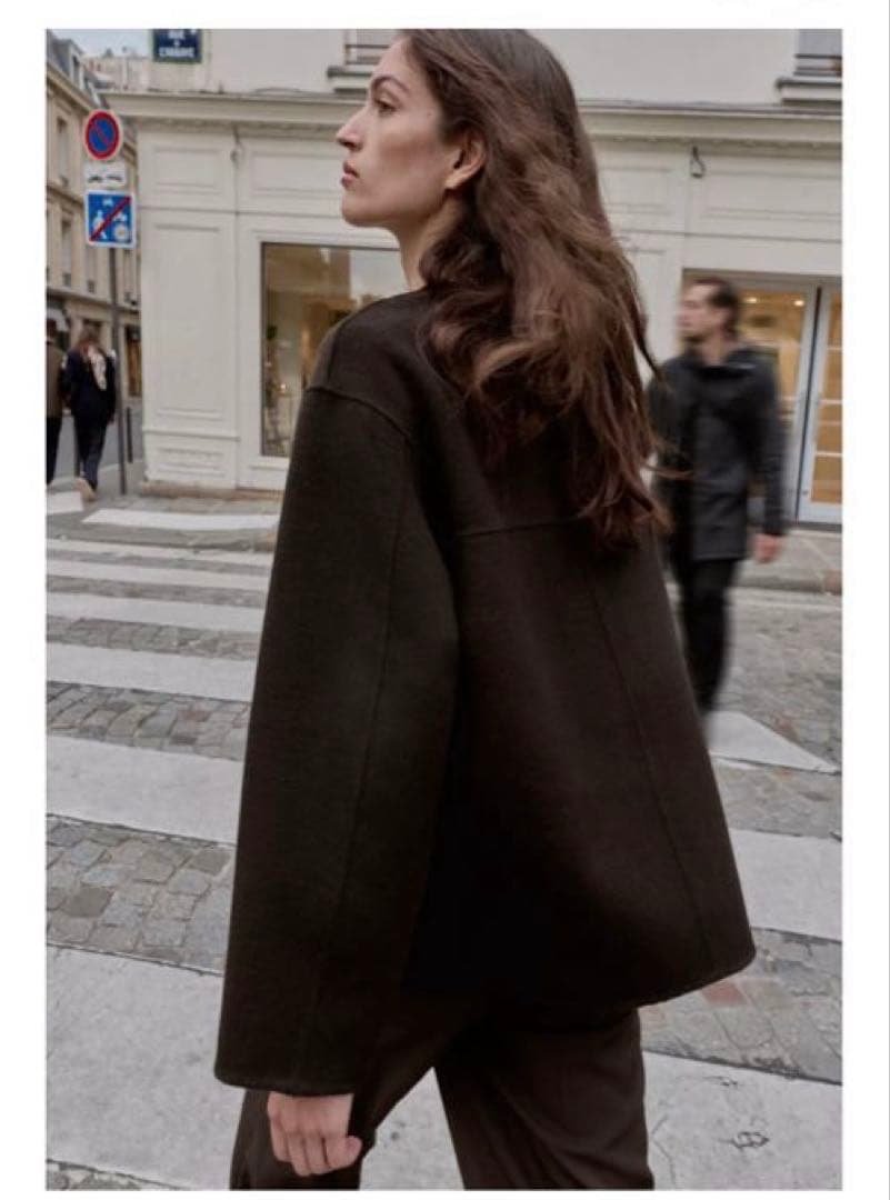 完売品⭐︎ZARA ウール ショートスカーフコート M ブラウン 今期新作