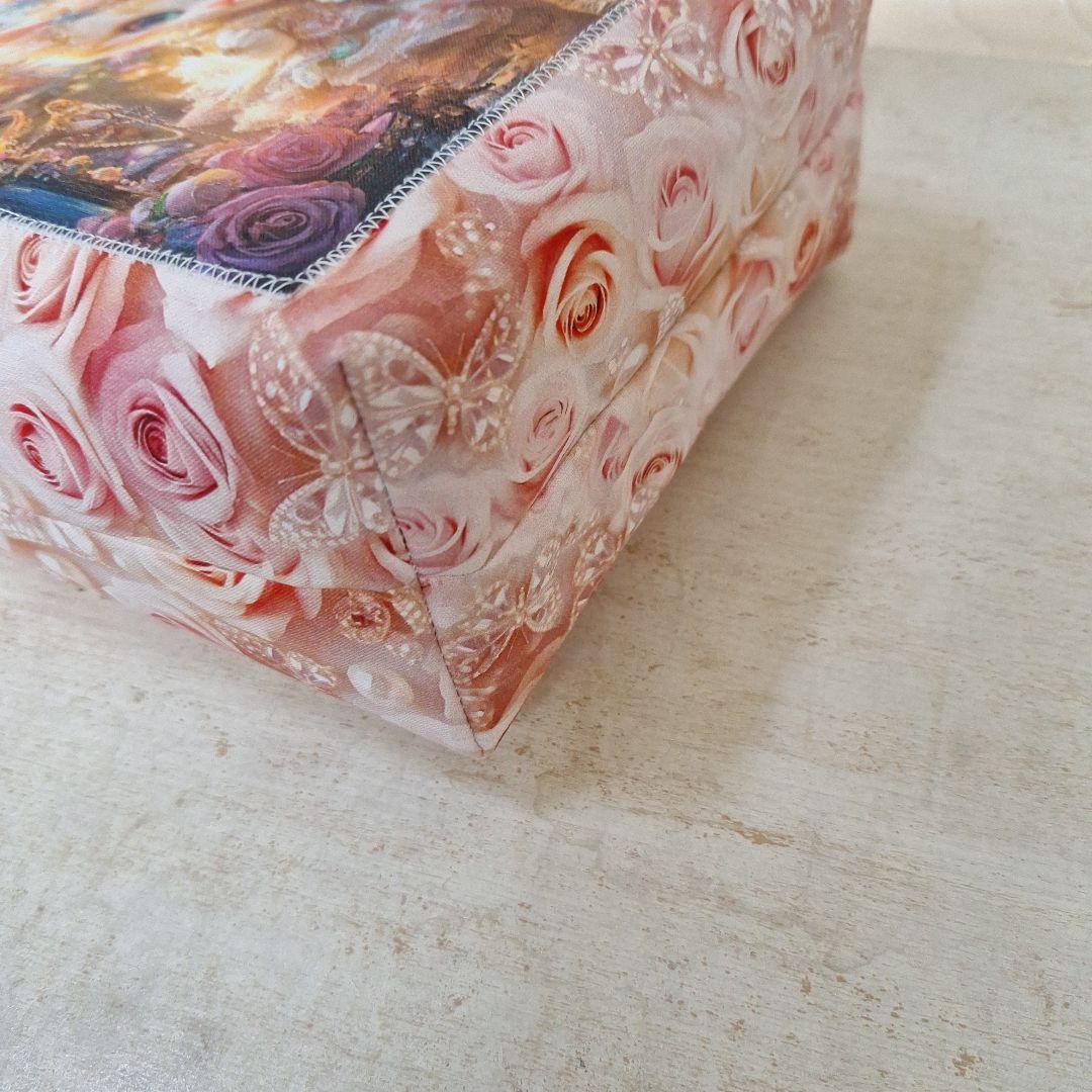 激レアねこと女の子パネル生地 ハンドメイド まちなしバッグ 布バスケット