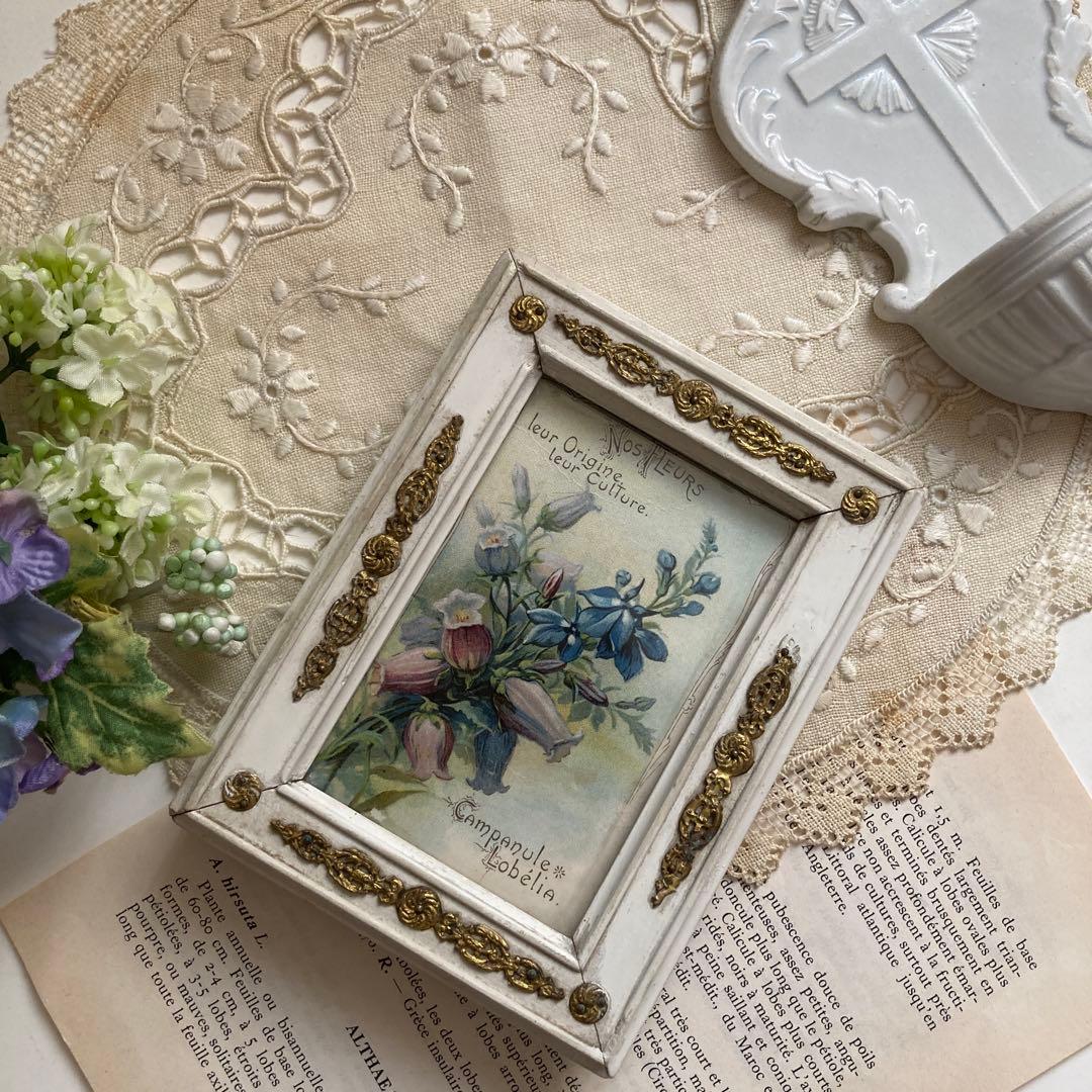 ♪フランスアンティーク　金の装飾が素敵なフォトフレーム 写真立て ①1900年初頭 フランスアンティーク リボンモチーフ ゴールドフォト