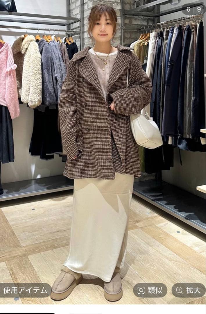 ウーリーダブルミドルチェックコート LEPSIM - メルカリ