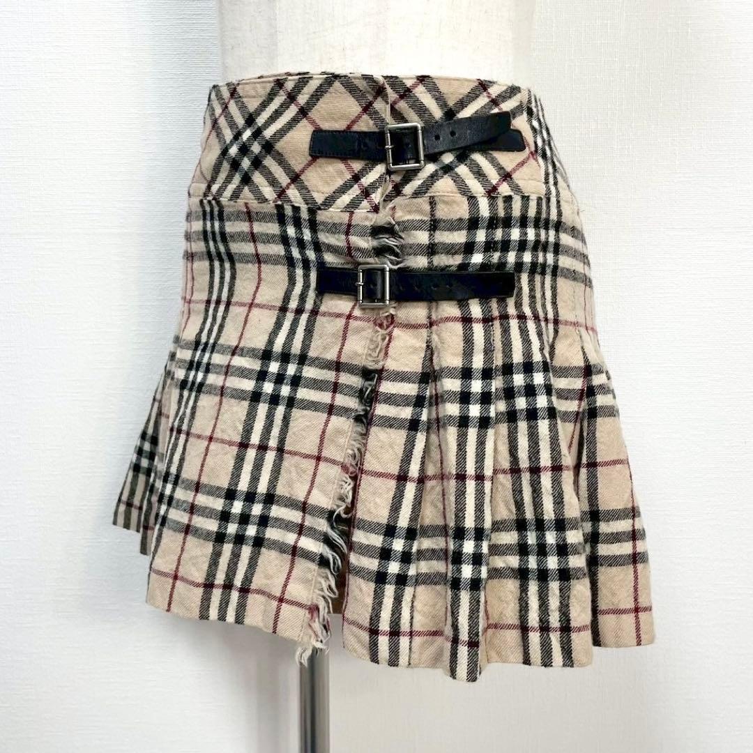 y2k❤️ BURBERRY BLUE LABEL チェック柄 2連ベルトスカート - メルカリ