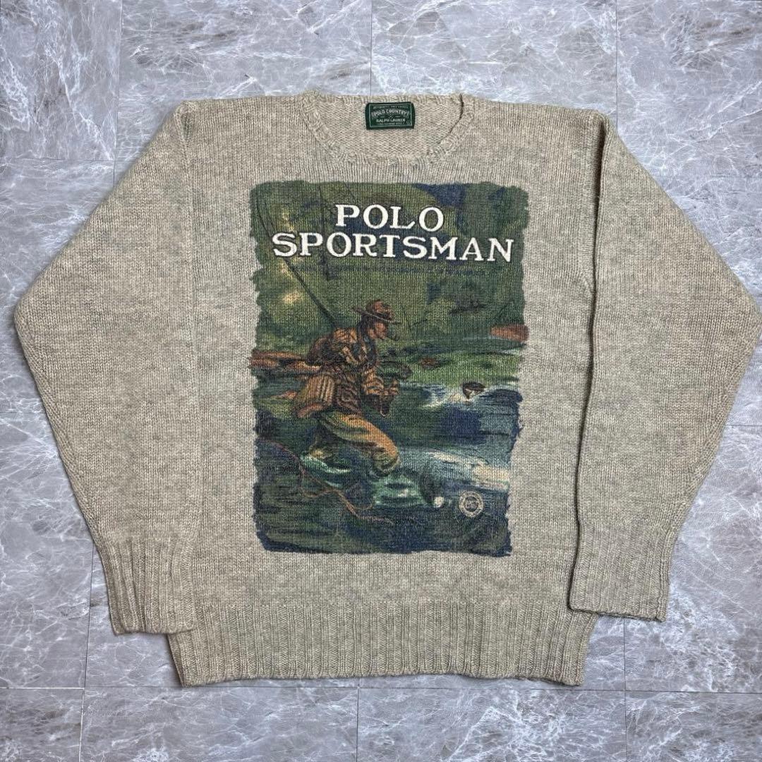 希少 Ralph Lauren Polo Country ニット セーター L 古着 80～90年代 ラルフローレン Ralph Lauren POLO COUNTRY ポロ