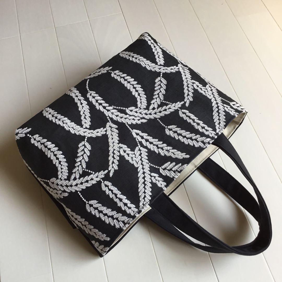spica 黒地×白刺繍 稲穂 トートバッグ - メルカリ