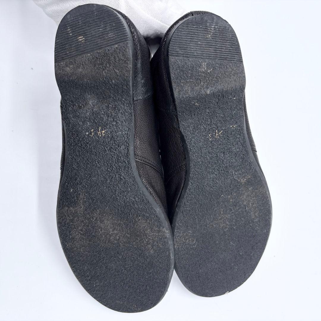 ヨーガンレール レースアップパンプス 革靴 24.5cm レザー 黒 フラット