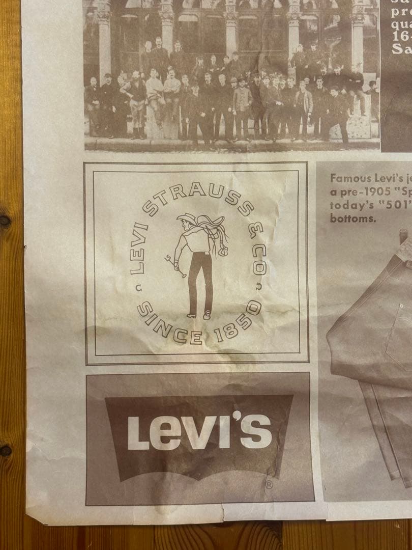 レア70年代オリジナルLEVISリーバイス販促用ビンテージ歴史ポスターBIG