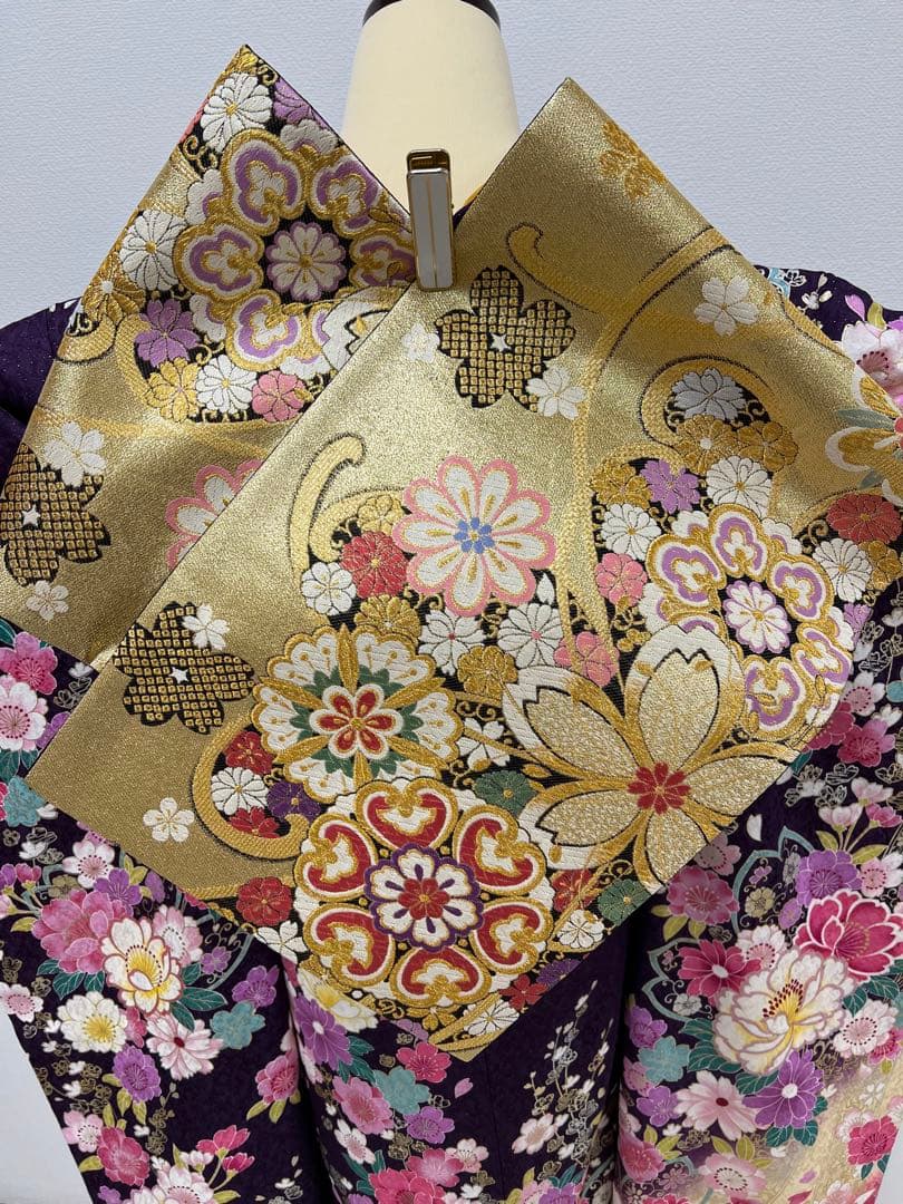 振り袖 フルセット 長襦袢付 枝垂れ桜 金彩加工 刺繍入り 銀通し 757