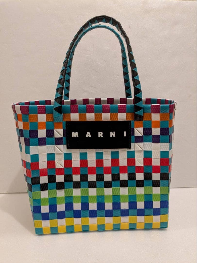 MARNI チェック柄 かごバッグ マルニマーケット フラワーカフェ - メルカリ