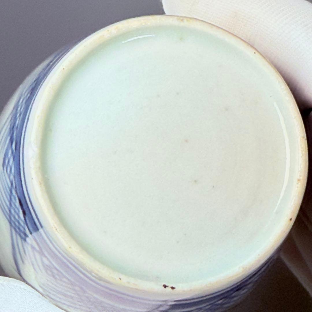 古伊万里　染付桧垣文向付　蕎麦猪口　初期手　江戸中期　酒器　古器を楽しむ　白濁