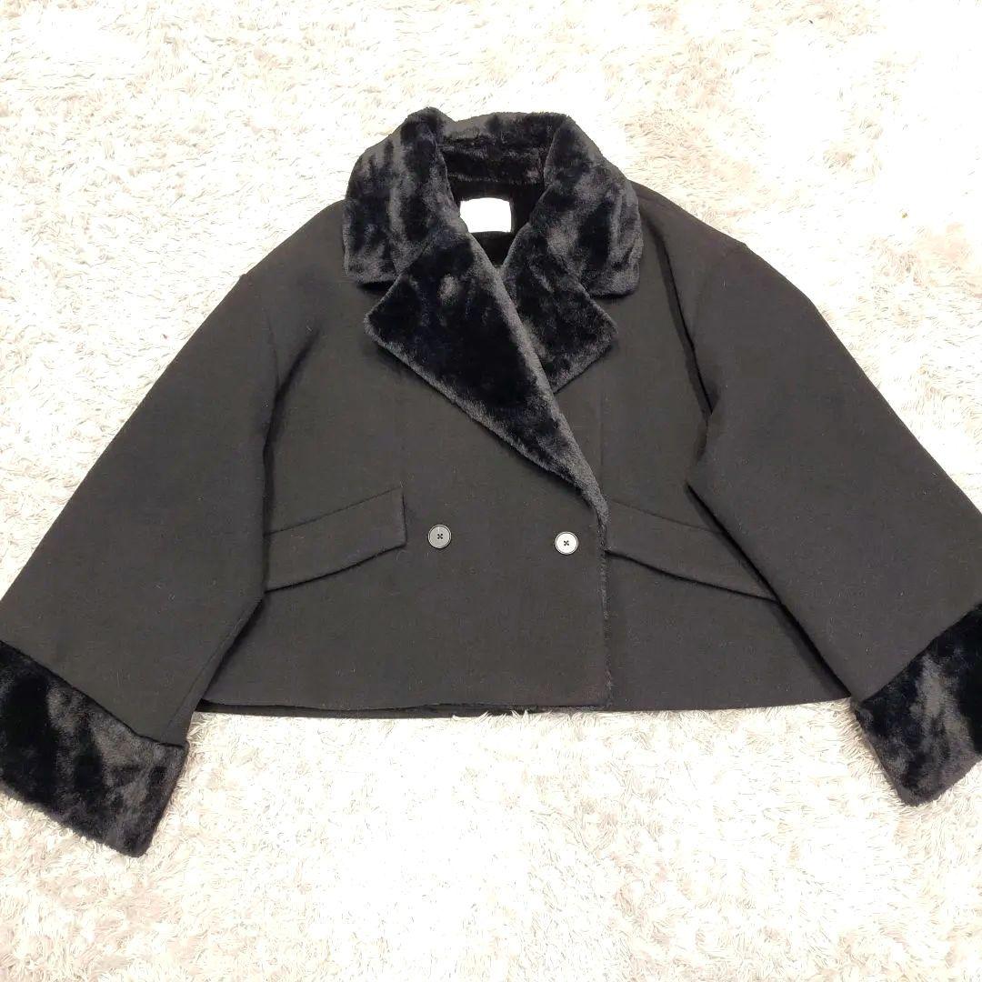 HARE ウーリーテックフェイクファーショートコート　ブラック1 HARE｜ウーリーテックフェイクファーショートコート | Rakuten Fashion