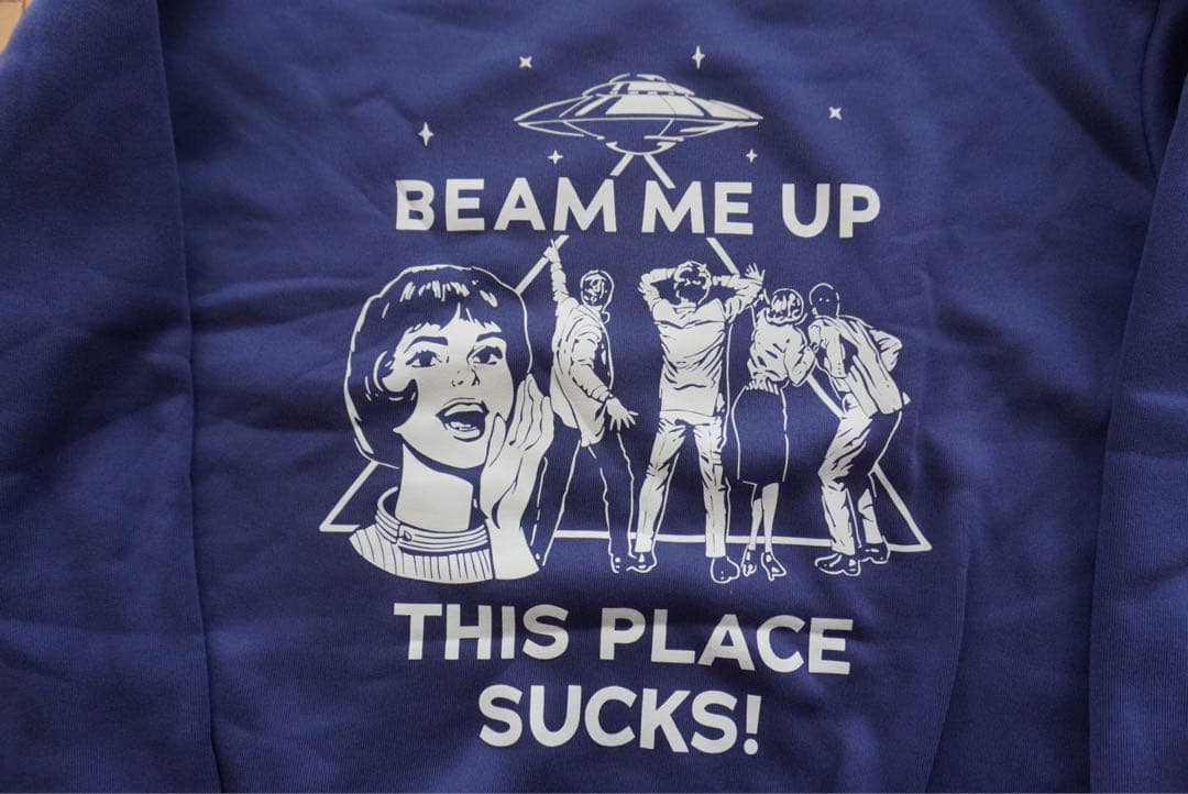 Lサイズ ストレンジャーシングス BEAM ME UP スウェット ネイビー