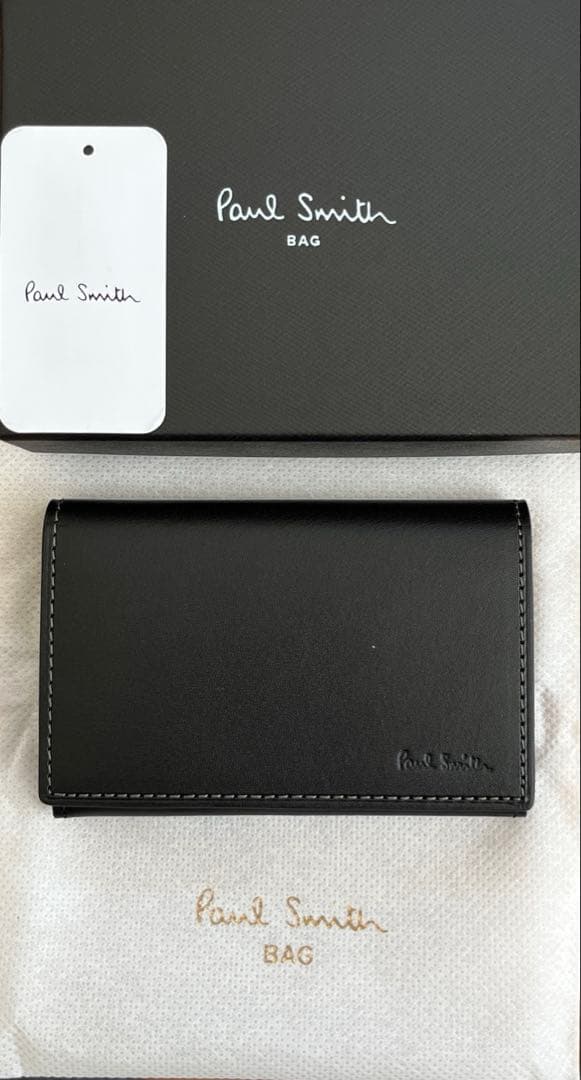 [新品]ポールスミスブラックレザー名刺入れ　外箱有り Paul Smith ポールスミス 名刺入れ ブラック レザー - メルカリ