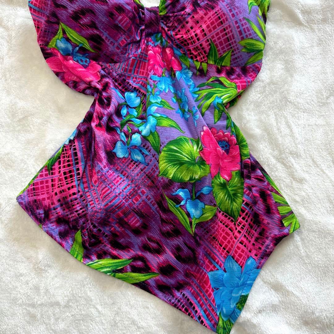 AVIRA PINK】アビラピンク ヒョウ柄×花柄 背中がんあきキャミの通販は