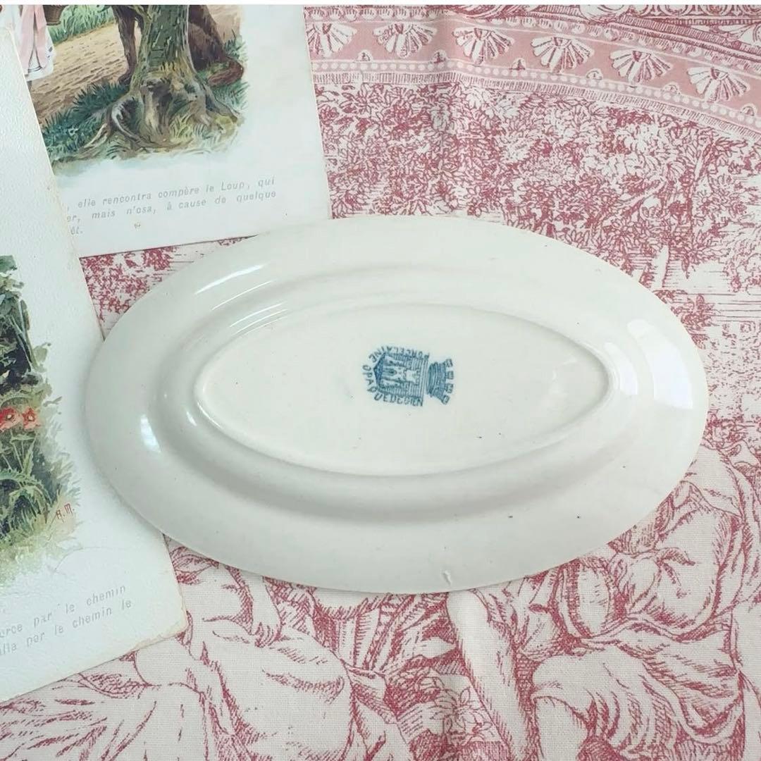 セール フランスアンティーク おままごと食器 赤ずきん 青 オーバル