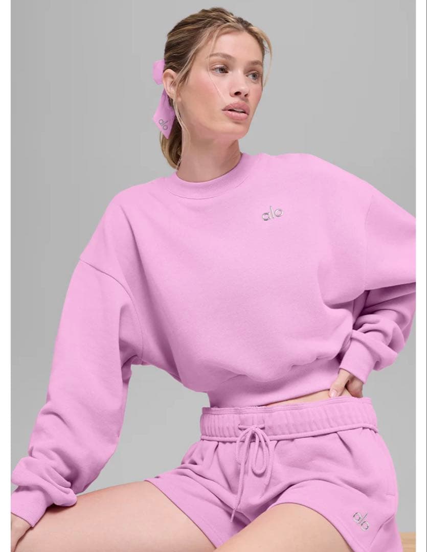 alo ピンク スウェット Mサイズ - メルカリ