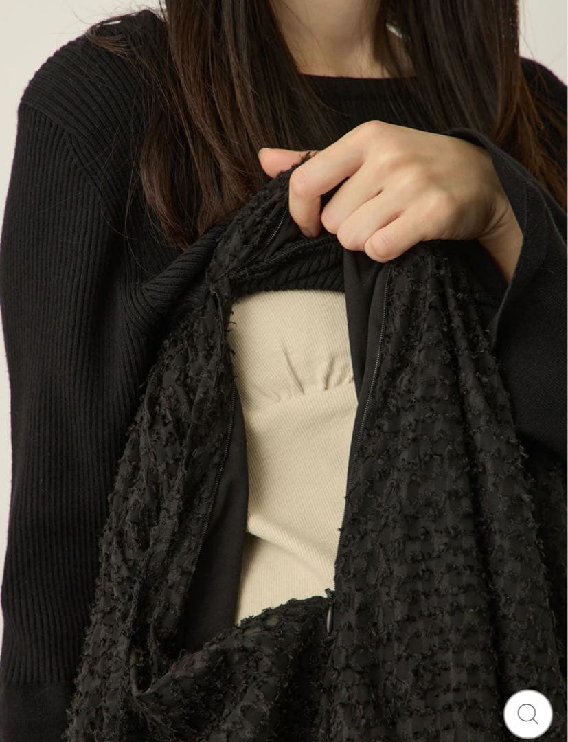 新品未使用】honono ニットドッキングフェザー ワンピース アイボリー