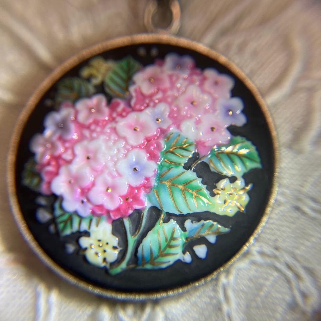 トシカネ 有田焼 紫陽花 ペンダント ネックレス 箱付き [未使用品