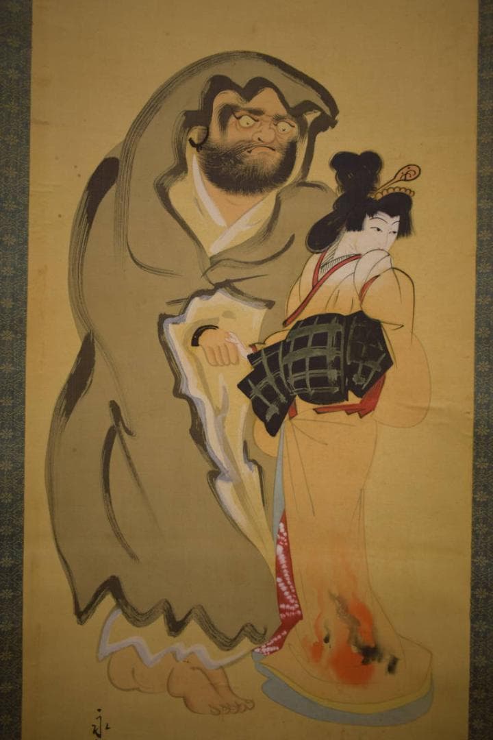 真作/橋本永邦/美人達磨図/布袋屋掛軸HI-641 - メルカリ