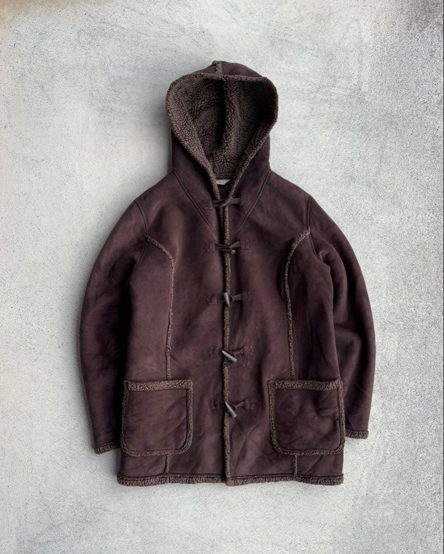 00s エルエルビーン 古着 ムートンダッフルコート 裏ボア XL ブラウン L L Bean 】エルエルビーン 暖か裏ボアフェイクムートンコート メンズ