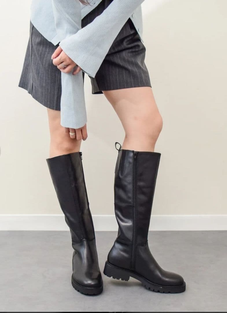 VAGABOND☆2025ラウンドトゥタンクソールロングブーツ 38 黒