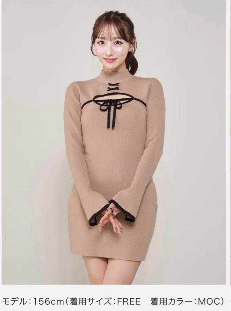 ダーリッチ フロントオープンリボンニットミニワンピース♡新品未使用