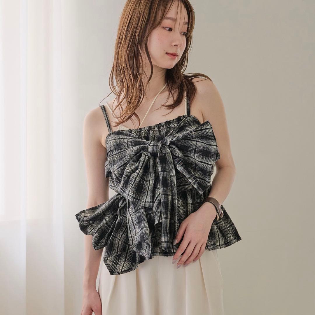 mideal オンブレチェックダブルリボンビスチェ - メルカリ