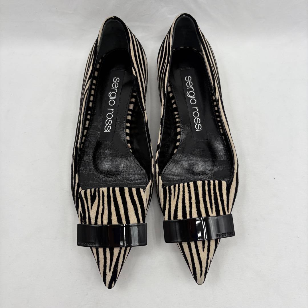 美品】セルジオロッシ sr1 ゼブラ プレート フラットシューズ 総柄