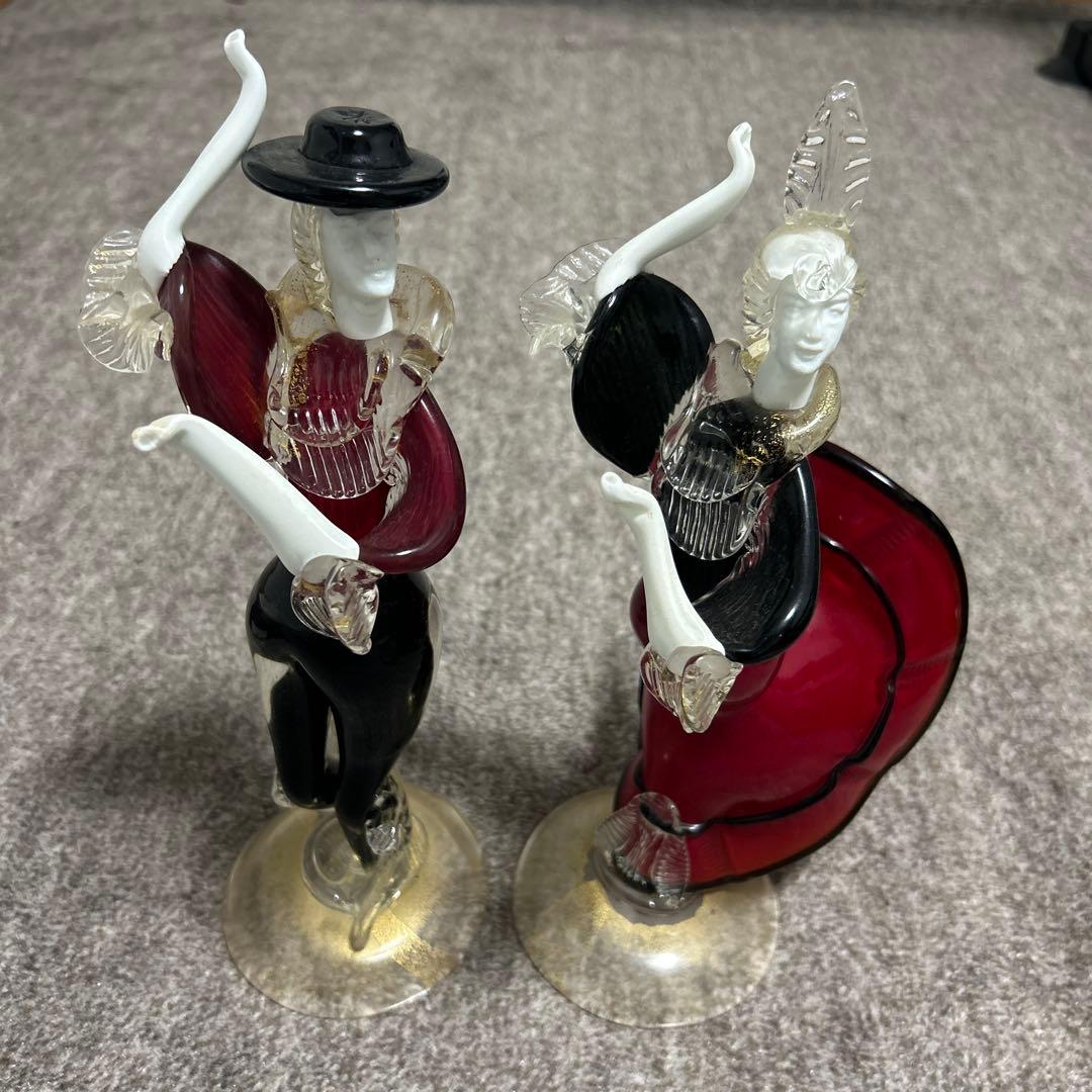 ベネチアンガラス ペアドール ムラーノガラス ダンス イタリア ヴェネチアガラス ムラノ イタリア vetri murano 花瓶・オブジェ