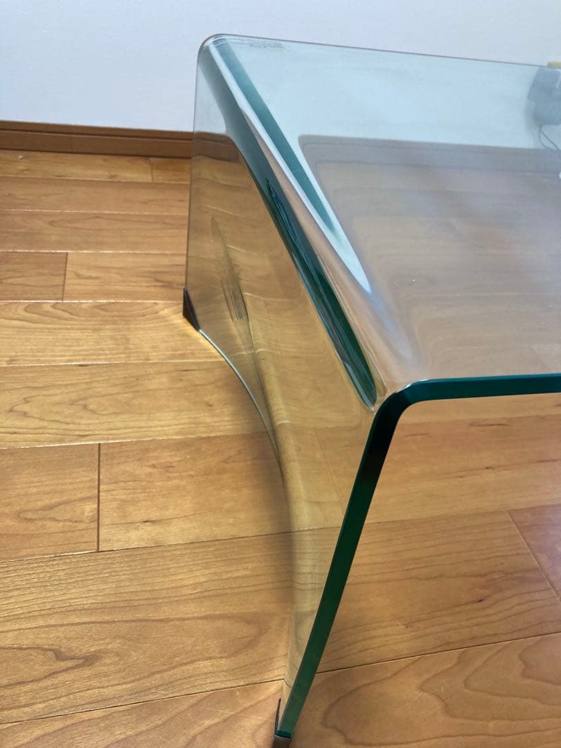 訳あり/キズ3点】Francfranc廃盤品☆ガラス製ロー テーブル120cm