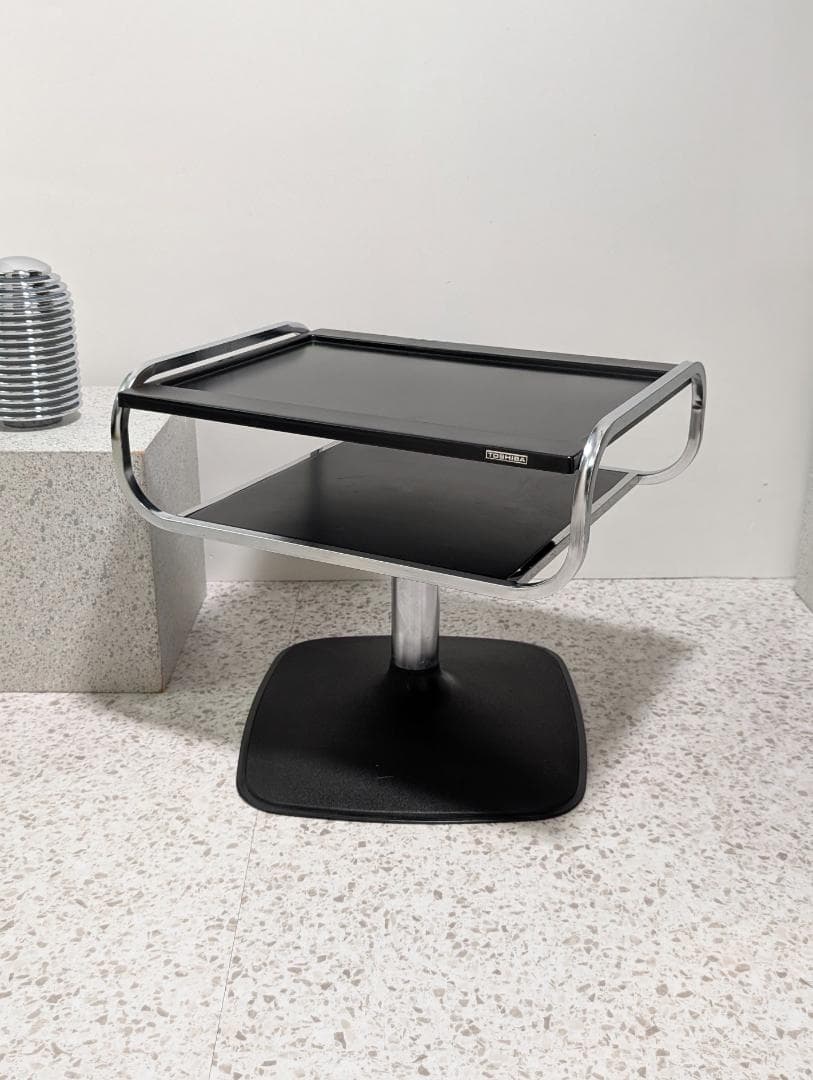 ビンテージ TOSHIBA スチール シェルフ サイドテーブル スペースエイジ Yahoo!オークション -「スペースエイジ」(棚、キャビネット) (家具