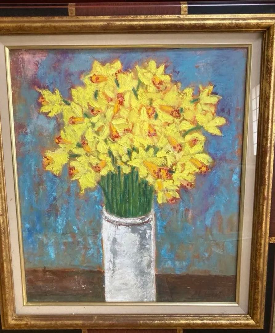 油彩画 ラッパ水仙 F10 額装無し - メルカリ