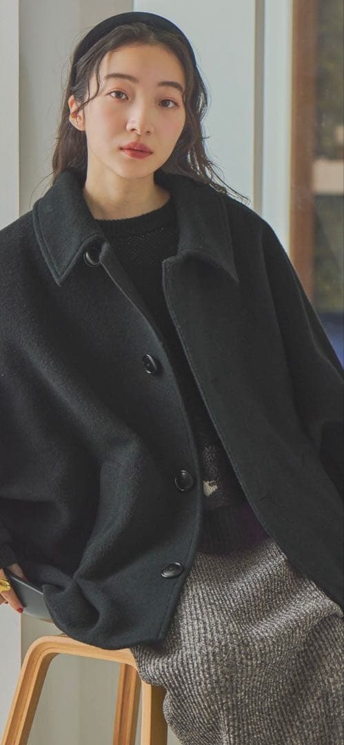 最終価格！niko and … ライトモッサドルマンジャケットコート ブラック