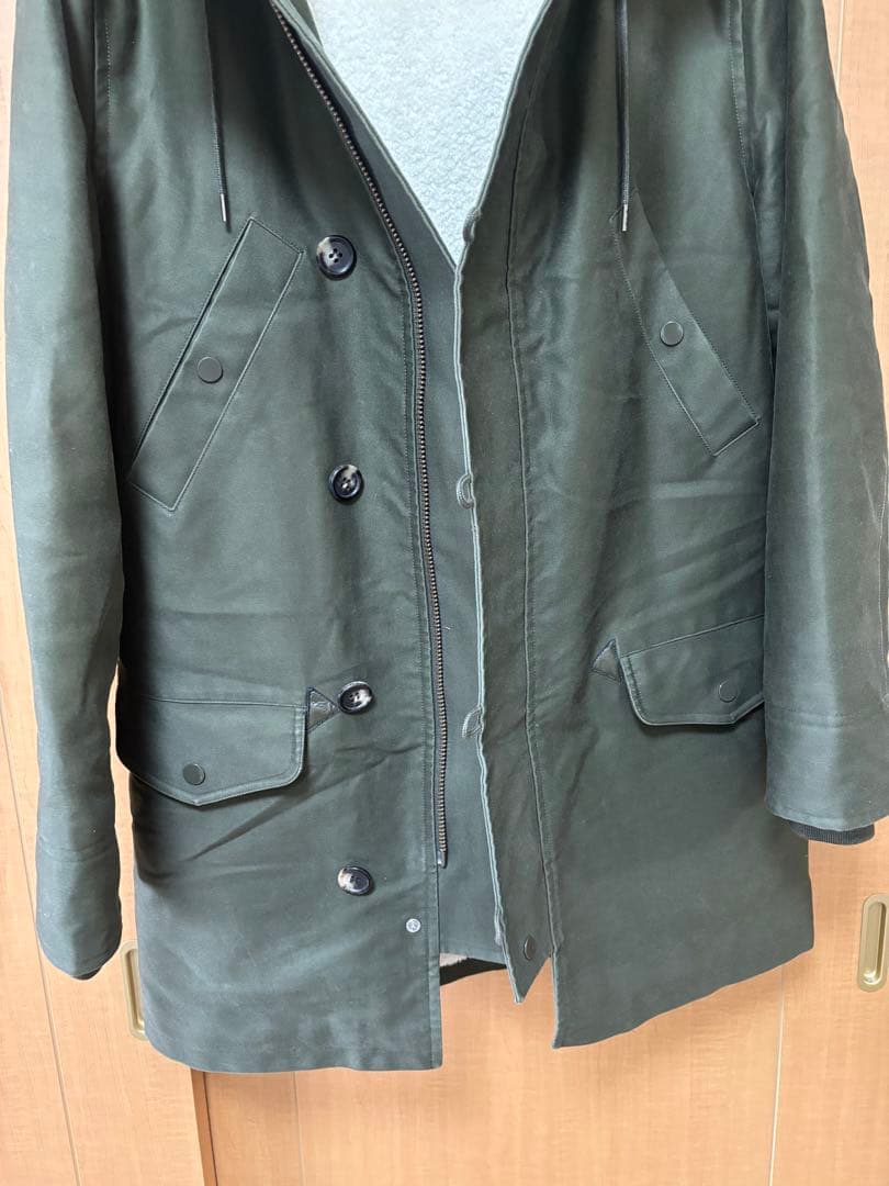 ユニセックス】A.P.C. フーデッドコート S カーキ ボアライナー付き防寒