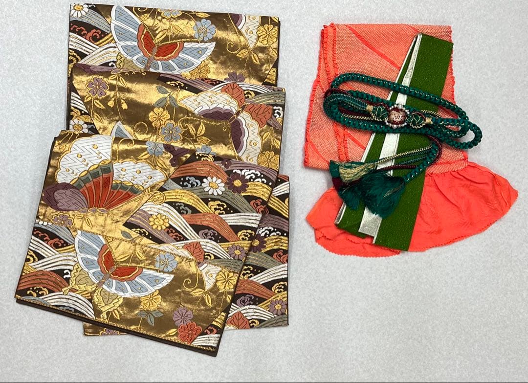 振り袖 フルセット 別誂長襦袢 美品 紅型 辛子色 成人式 結婚式 762