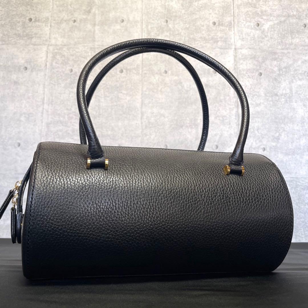 未使用級】WAKO 銀座和光 シボ革 ブラック ゴールド金具 ボストン