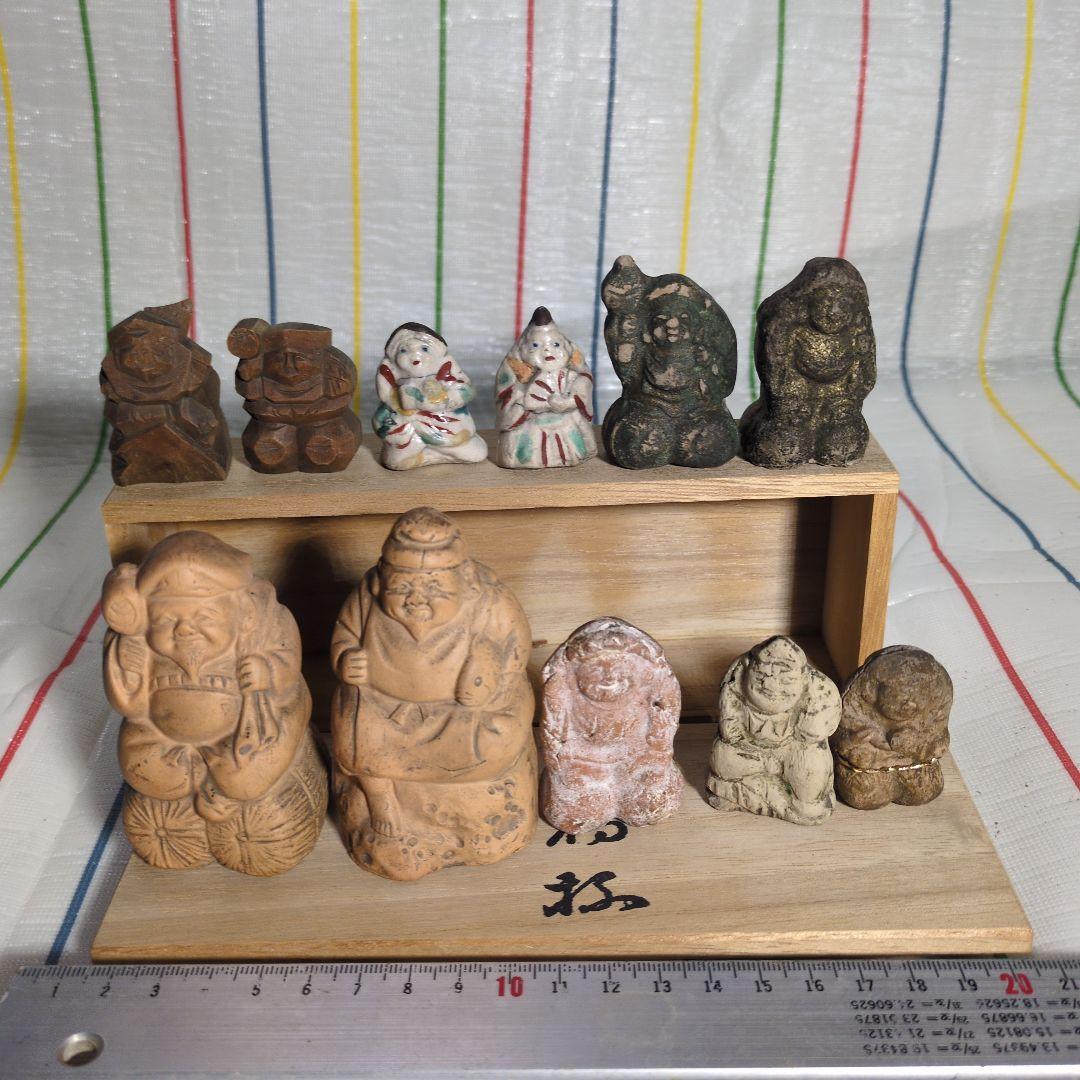 七福神恵比寿様と大黒天 陶器製 置物セット　骨董品 福寿園・七福神・恵比寿・大黒天・陶器置物・焼物・縁起物・招福