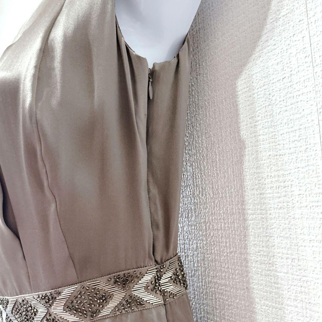 最終価格 ANAYI シルク100 グレージュ ワンピース ビジュー 新品タグ付