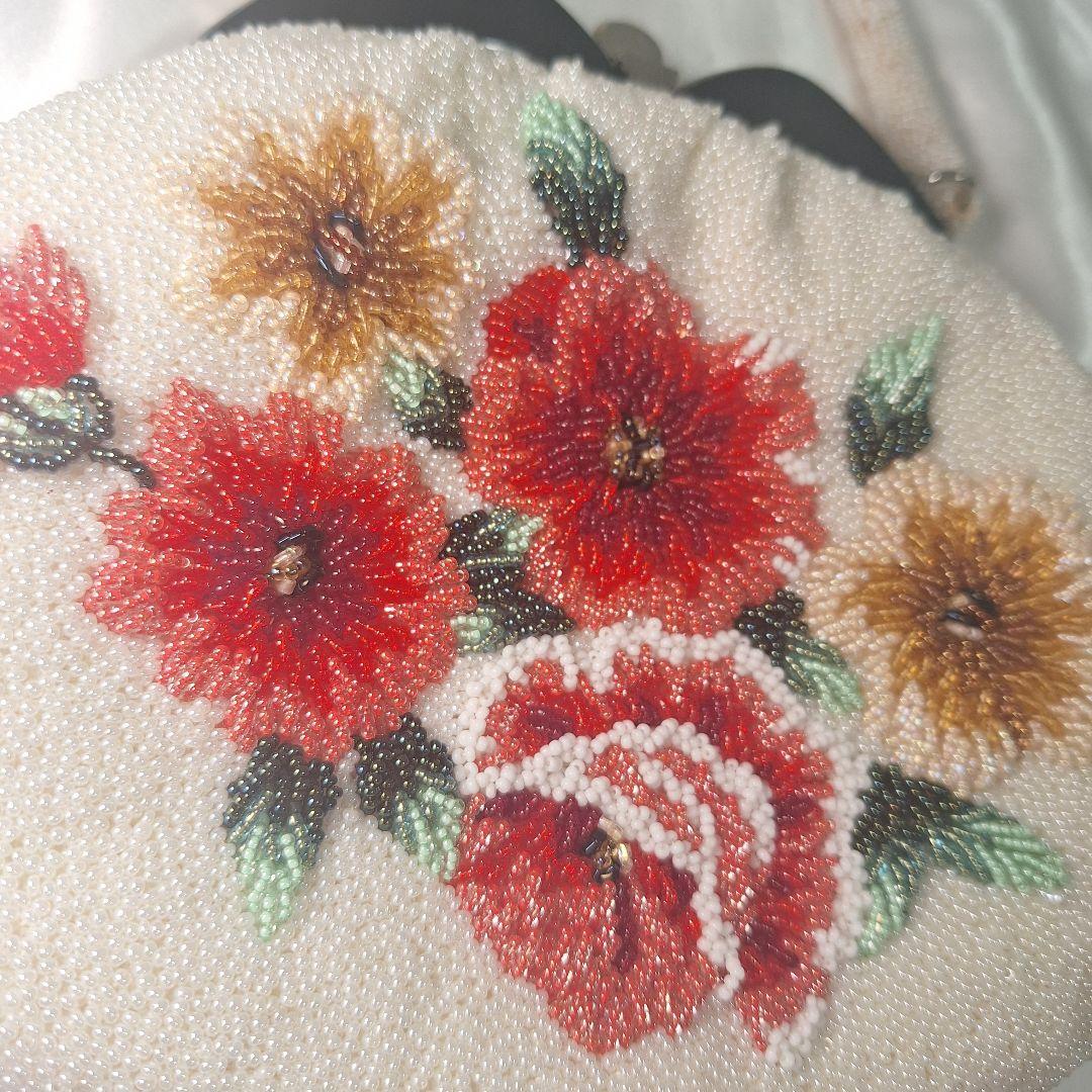 ビーズバッグ 手刺繍 総柄 花柄 総ビーズバッグ 和装