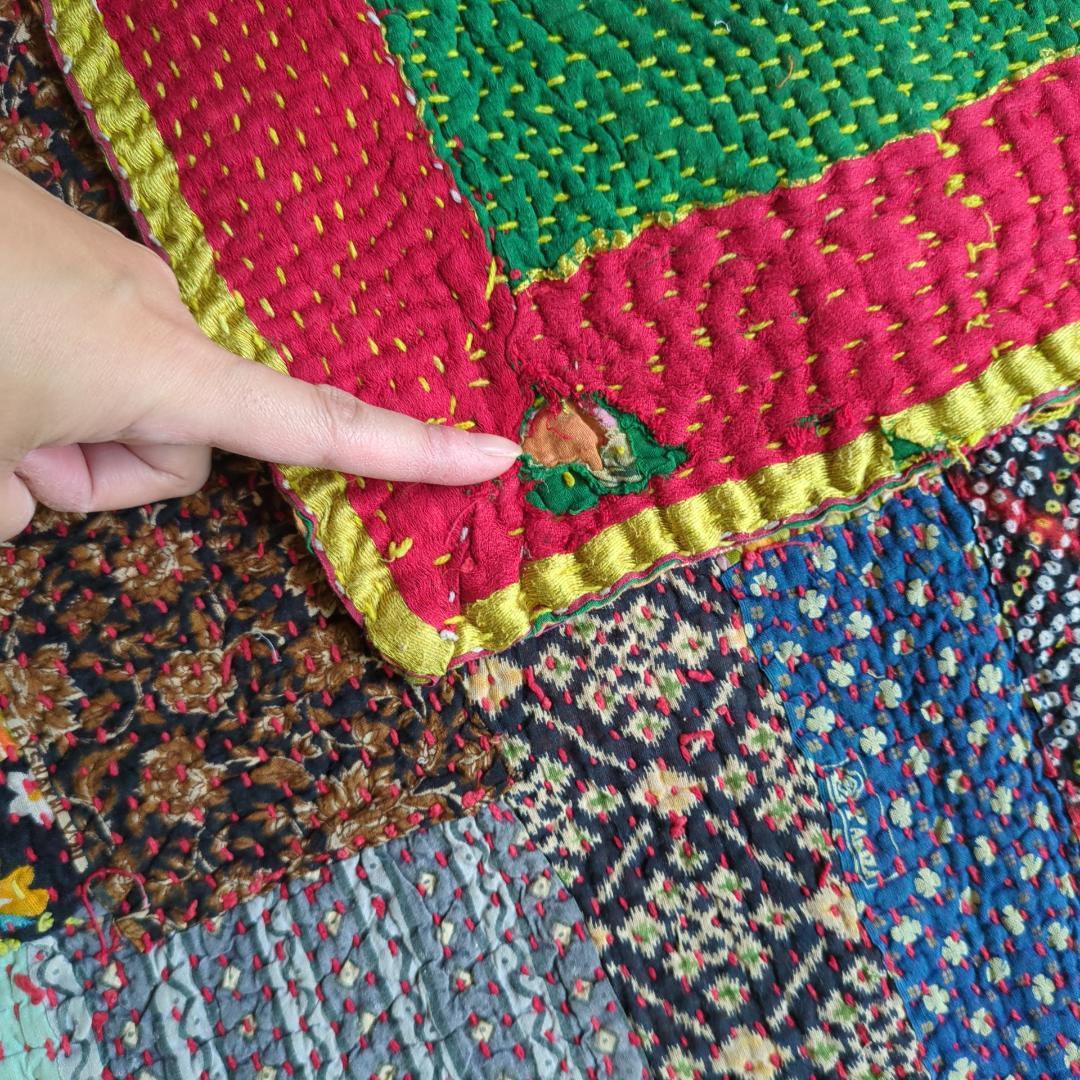 インド布 インテリア ラリーキルト カンタキルト ラグ マルチカバー