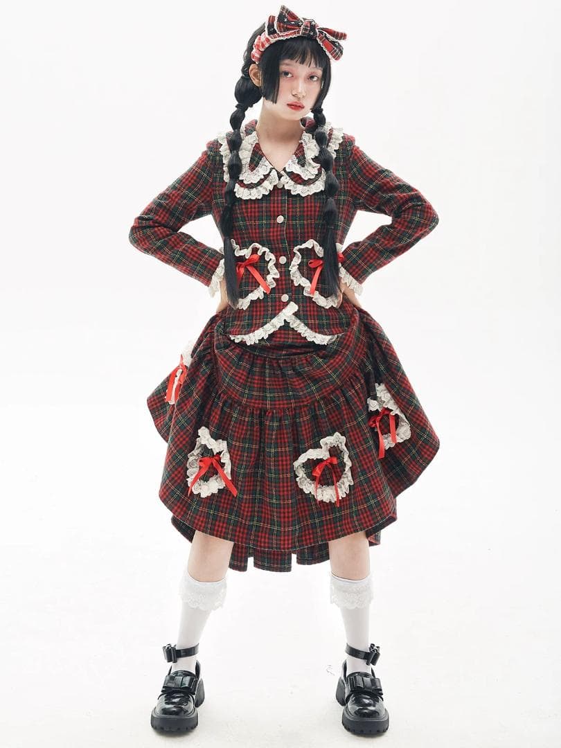 即納 新品 SOS MEME CLUB 赤チェック ハート セット - メルカリ