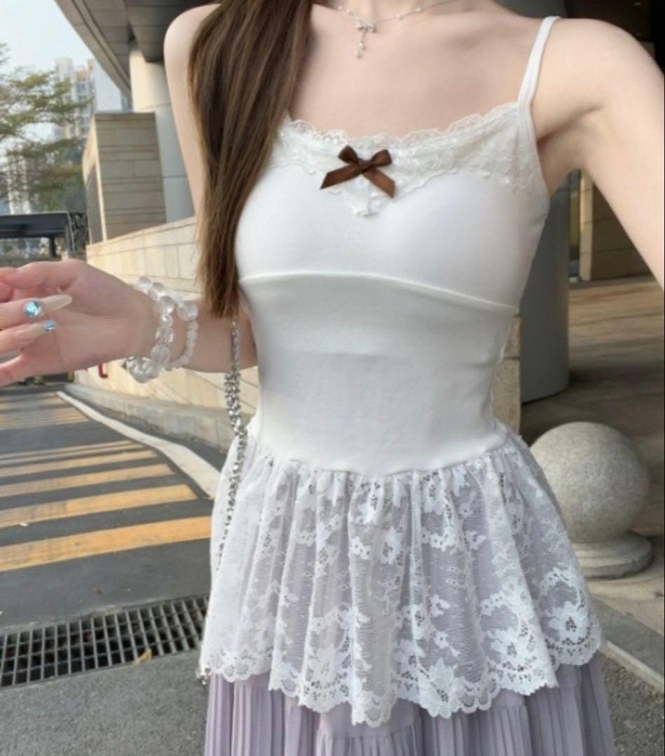 Y2K ティアード レースフリル インナーキャミソール - メルカリ