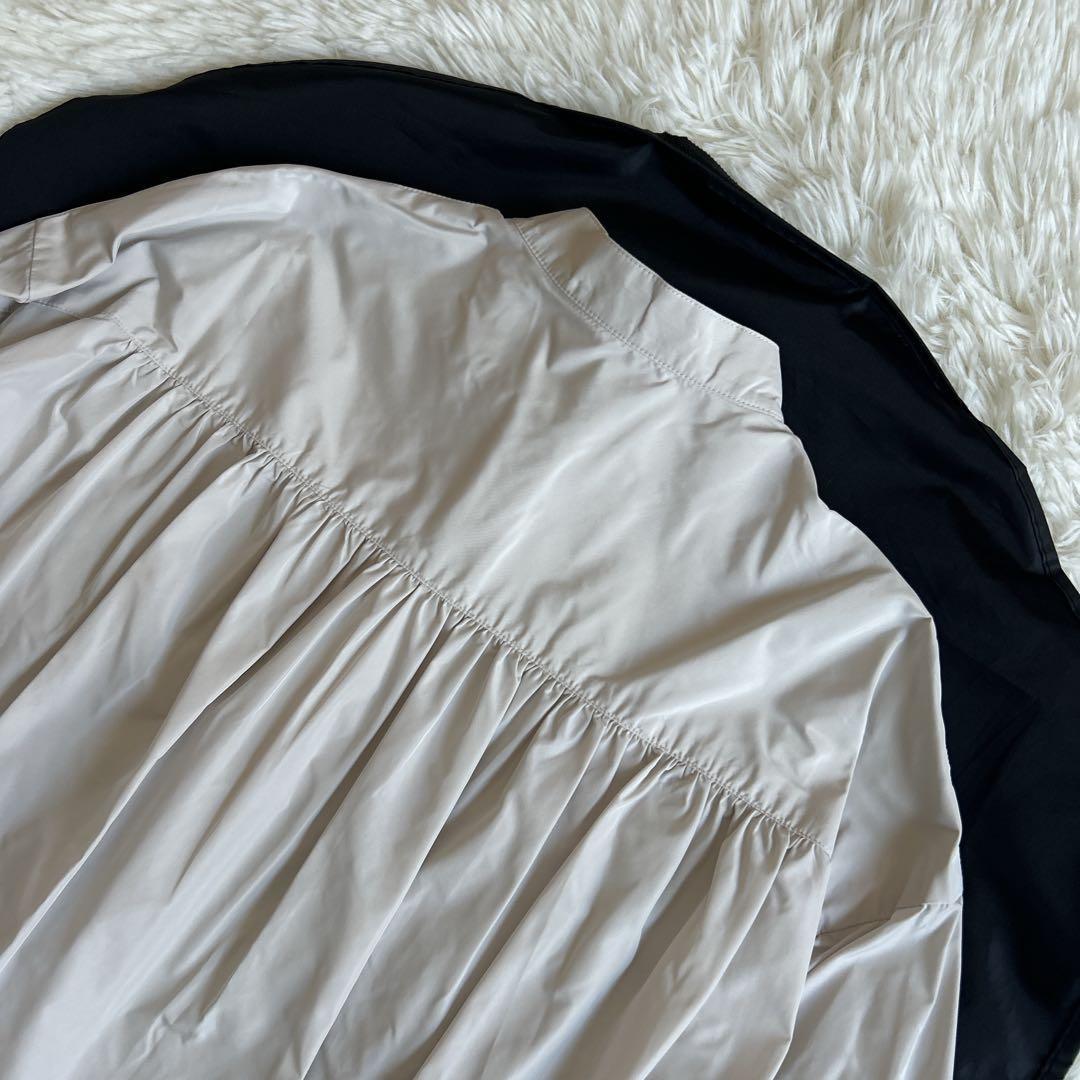 美品✨ルフィル ライトタフタギャザーブラウス バンドカラー シャツ