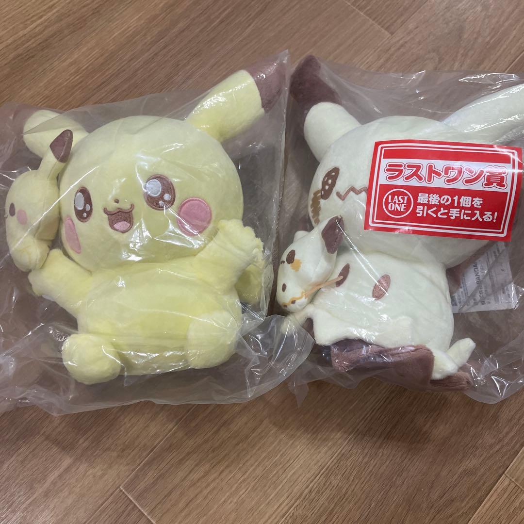 ピカチュウ・ミミッキュ ぬいぐるみ＊一番くじ ポケピース A賞 ラストワン賞 ポケモン」ミミッキュがメインの一番くじ登場！ テーマはポケモンたち