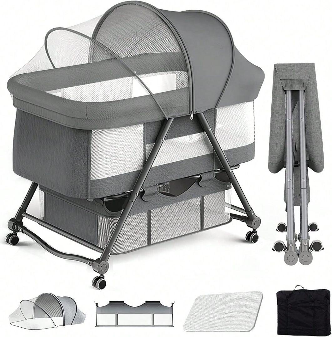 ベビーベッド 折りたたみ 簡単組立 折りたたみ ミニベビーベッド 里帰り出産にも便利な折りたたみ式で組立