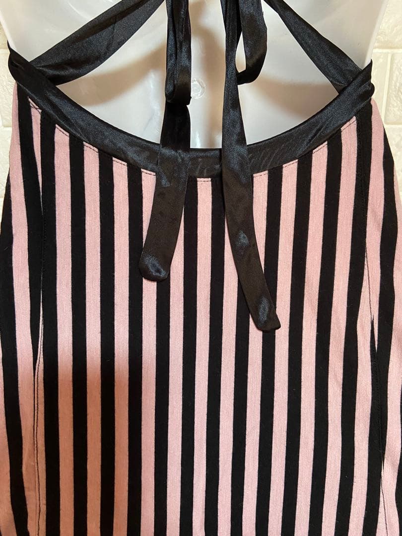 ★レア★　グラマラスジェーン　ストライプ胸元フリルキャミ　ピンク×黒　平成ギャル