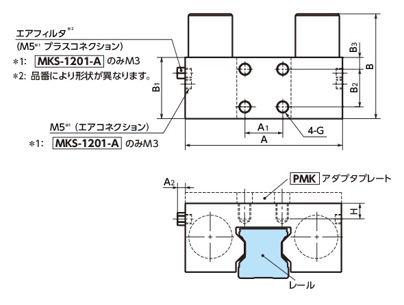 MKS-1501/300｜リニアクランパ・ズィー - 空気圧 - 常時閉 A 64｜NBK