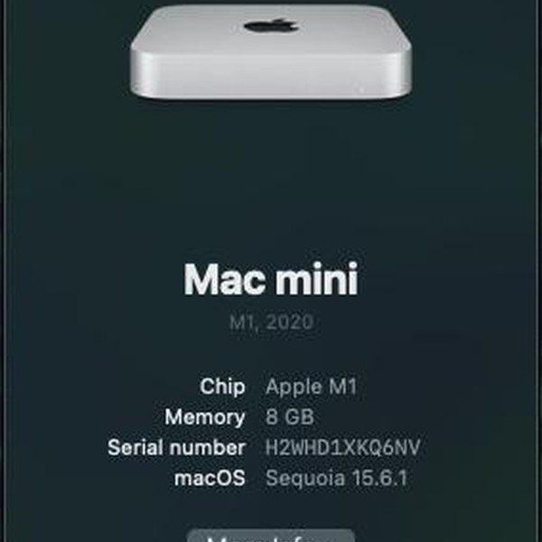 Mac mini 2020 - 256GB, Silver, 8GB, Apple M1 - LAAN54650 - Swappa