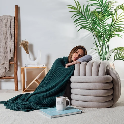 Knotted Pouf Ottoman | DFW Dorms